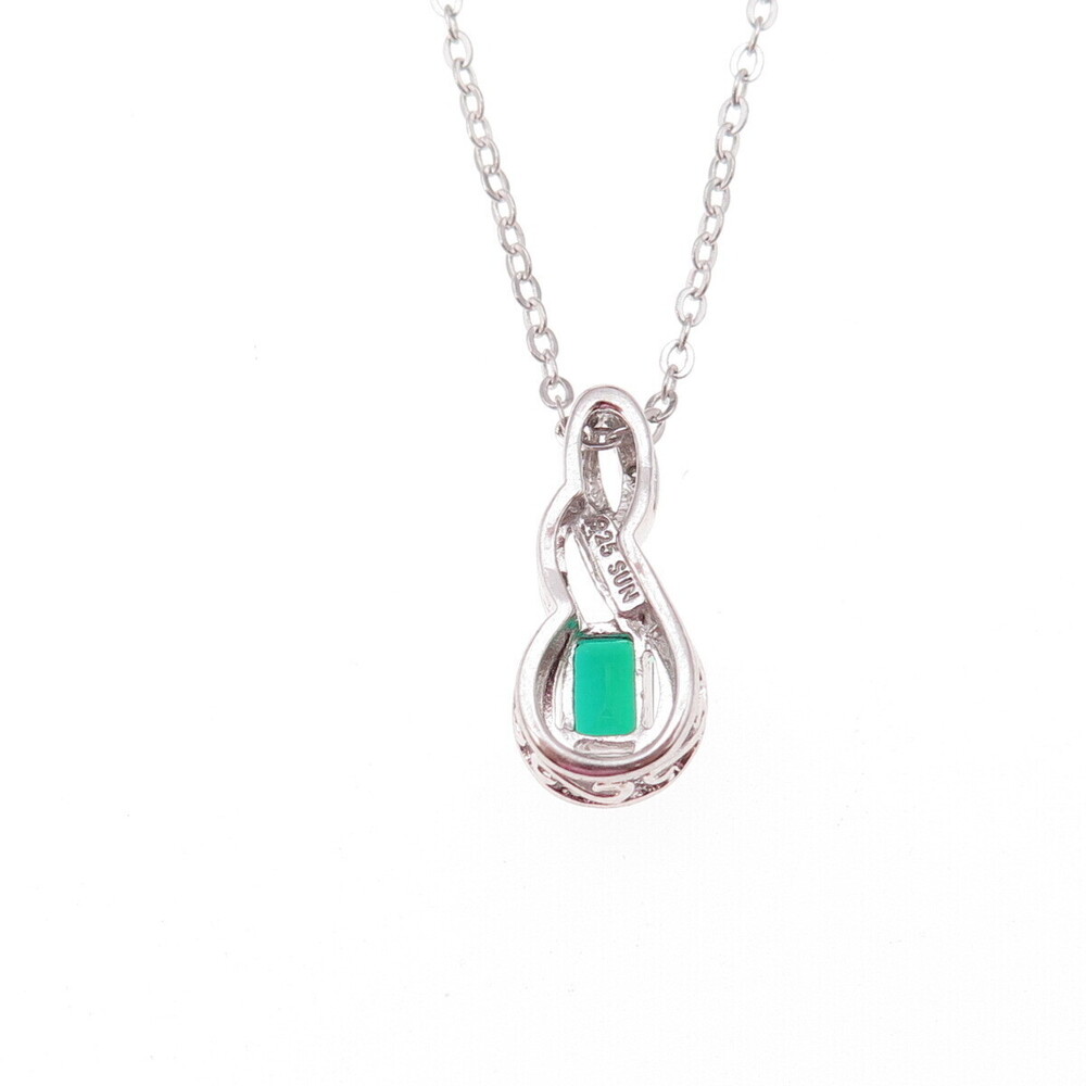 Sun 925 Sterling Silver Real Diamond Chrome Diopside Infinity Chain Necklace 18" - Picture 4 of 8